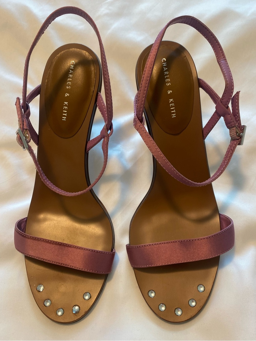 Charles & Keith Mauve-Pink Studded Strap Sandals